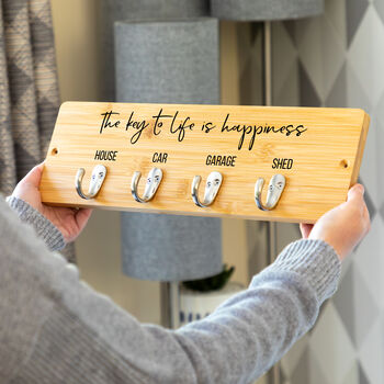 Personalised Key Hook The Key To Life Is Happiness, 4 of 5