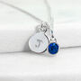 Sterling Silver September Birthstone Initial Necklace, thumbnail 2 of 5