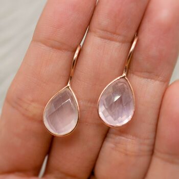 Rose Quartz Sterling Silver Earrings, 2 of 6