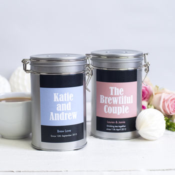 Personalised Couples Tea Gift In Tin, 2 of 6