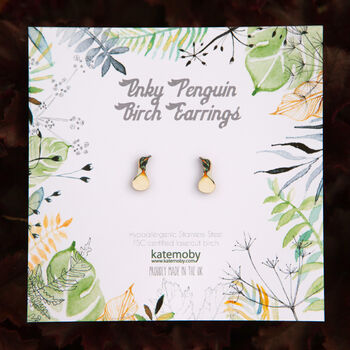 Inky Penguin Birch Hypoallergenic Tiny Stud Earrings, 4 of 9