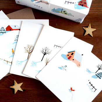 Dog In Snow Illustrated Christmas Card, 4 of 5