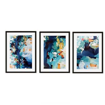 Blue Abstract Wall Art Prints Set Of Three Artwork, 5 of 8