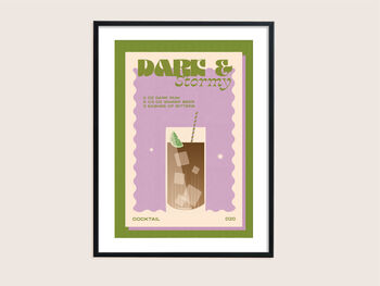Retro Cocktail Dark And Stormy Print, 5 of 5