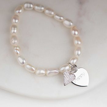 Personalised Children's Pearl Heart Charm Bracelet, 2 of 6