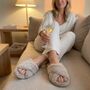 Luxury Plush Memory Foam Open Toe Crossover Slippers, thumbnail 7 of 8