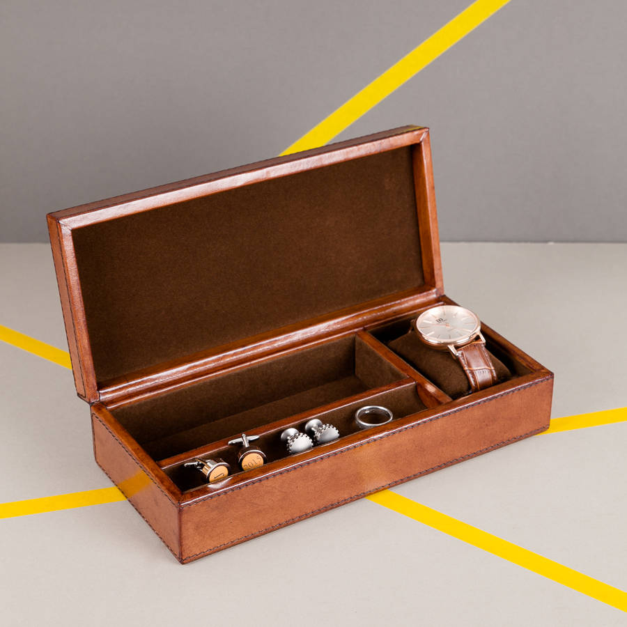 personalised leather watch and cufflink box by ginger rose ...