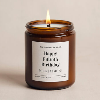 Personalised 50th Birthday Essential Oil Soy Wax Candle, 2 of 5