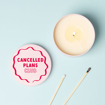 Funny Introvert Gift Cancelled Plans Club Pink Tin Candle, 2 of 6