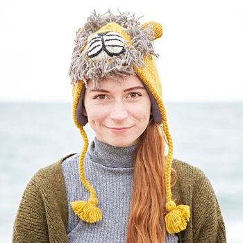 Lion Hand Knitted Woollen Animal Hat, 2 of 4