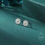 Two Tone Daisy Flower Stud Earrings In Sterling Silver, thumbnail 1 of 11