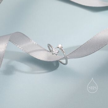 Double Star Open Ring In Sterling Silver, 4 of 10
