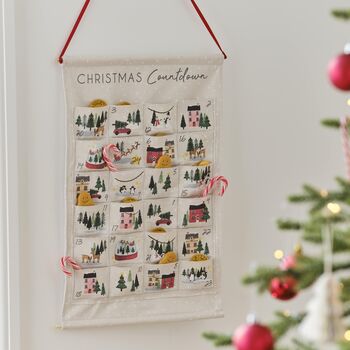 Hanging Fabric Christmas Scene Advent Calendar, 2 of 2