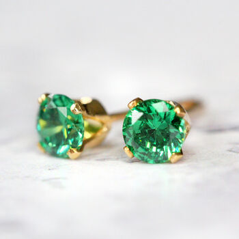 Teal Green Crystal Stud Earrings In Gold Or Silver, 6 of 11