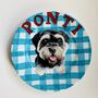 Personalised Pet Portrait Gingham Plate, thumbnail 1 of 4