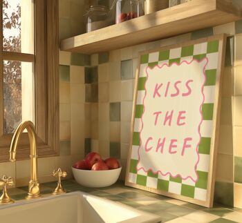 Kiss The Chef Wall Art Print Kitchen Poster, 7 of 10