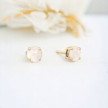 Mini 9ct Yellow Gold Opal Stud Earrings, 3 of 7