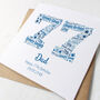 Blue Star Personalised 77th Birthday Card, thumbnail 3 of 6