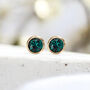 Yellow Gold Plated May Emerald Birthstone Stud Earrings, thumbnail 1 of 8