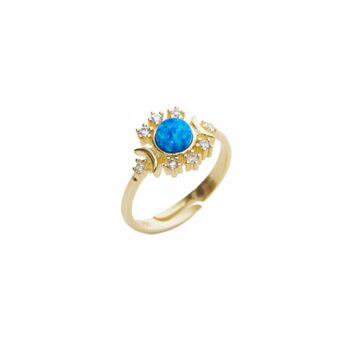 Blue Opal Sun Ring Sterling Silver, 3 of 3