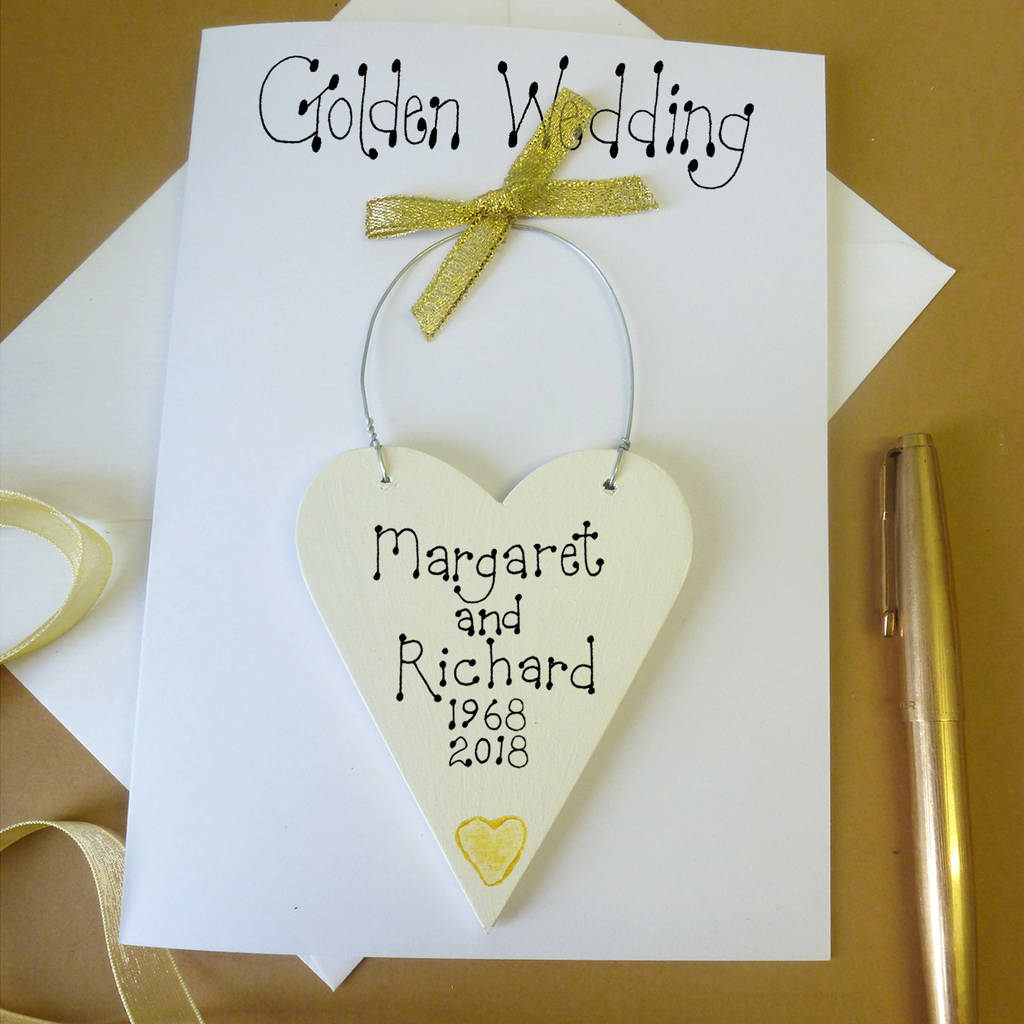 personalised golden wedding card by country heart