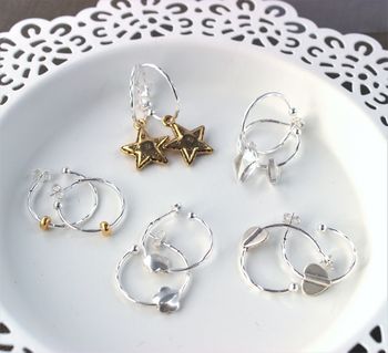 Personalised Silver Hoop Earrings With Charms, 12 of 12