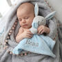 Personalised Grey Bobble Blanket And Blue Bunny Comforter Set, thumbnail 4 of 10