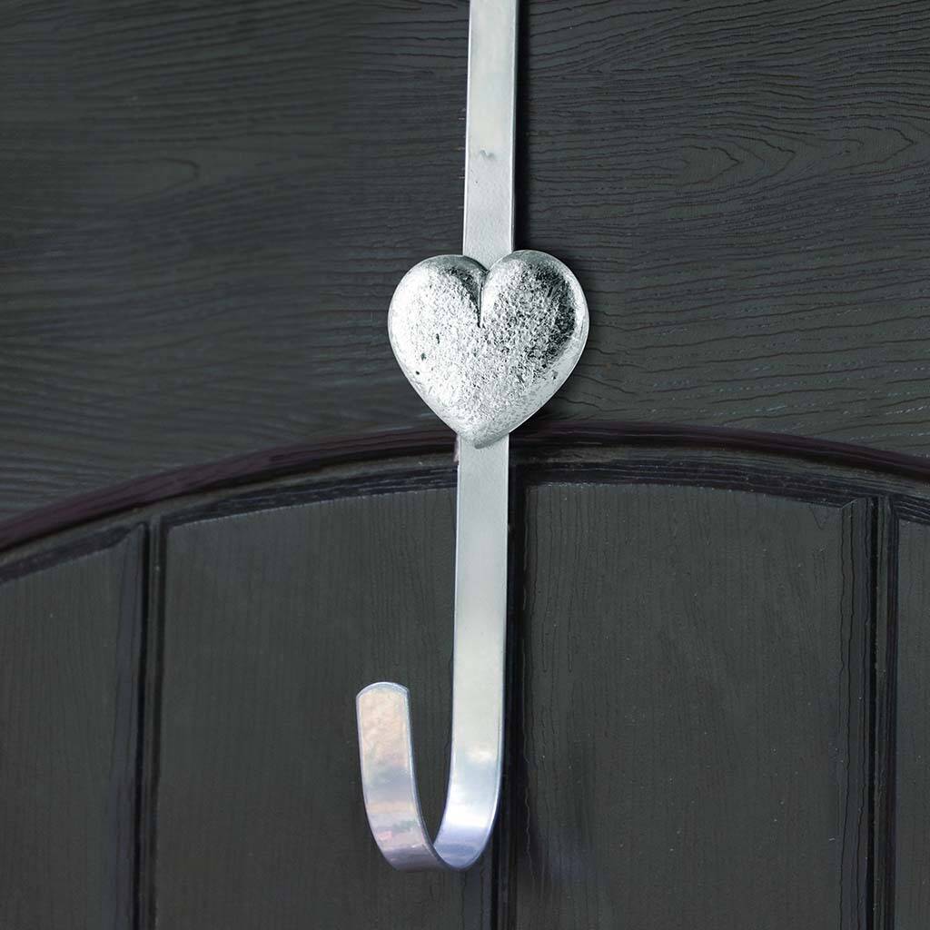 Silver Heart Over Door Wreath Hanger By Dibor