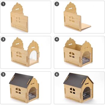 Wooden Pet House With Roof Breathable Crate Kennel, 6 of 8