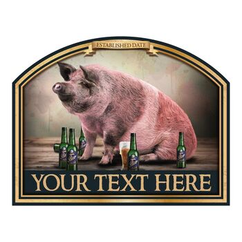 The Pig And Bottle. Personalised Bar Sign, 3 of 9