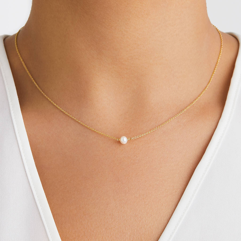 Rose, Silver Or Gold Single Pearl Choker Necklace, 1 of 12