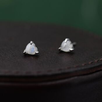 Natural Moonstone Heart Stud Earrings, 6 of 11