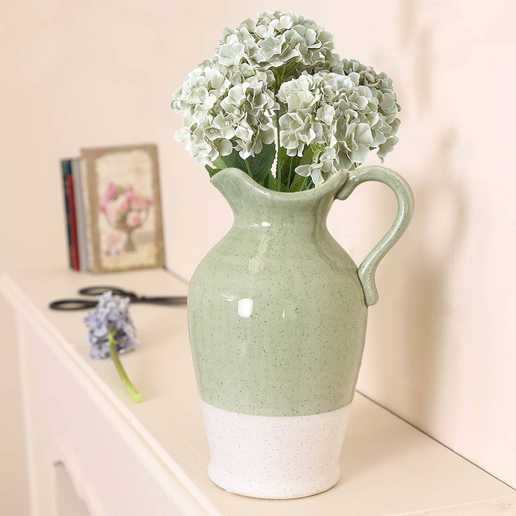 Spring Green And White Dipped Ceramic Jug Vase By Dibor