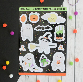 Party Ghost Cute Halloween Sticker Sheet, 2 of 3