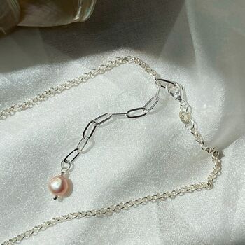 Silver Pink Baroque Pearl Necklace, 3 of 6