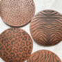 Tan Animal Print Leather Coasters, thumbnail 5 of 5