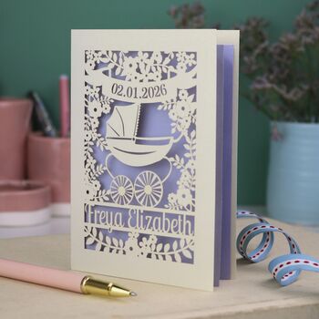 Papercut Vintage Pram Baby Card, 5 of 8