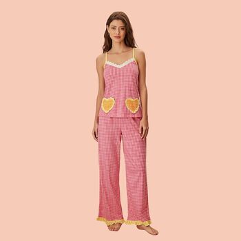 Women's Cotton Checkered Pyjama Set, 2 of 3