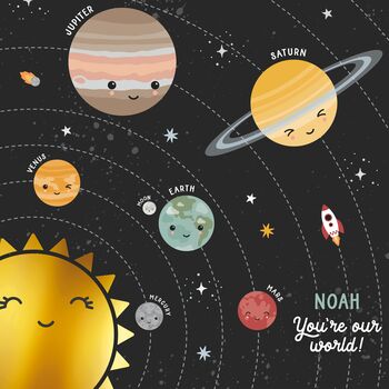 Personalised Solar System Metallic Children's Art Print, 4 of 8