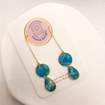 Turquoise Drop Dainty Earrings, Clay And Resin, 4 of 10