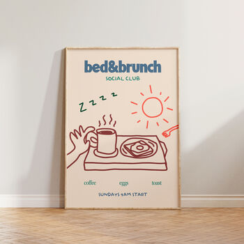 Bed And Brunch Social Club Illustration Wall Print, 4 of 8