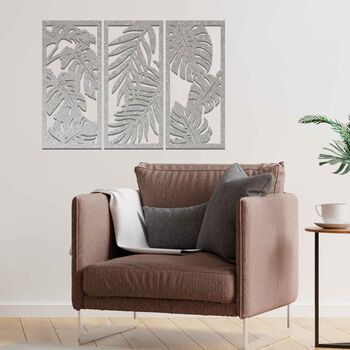 Large Metal Leaves Wall Art Set Floral Decor, 6 of 10
