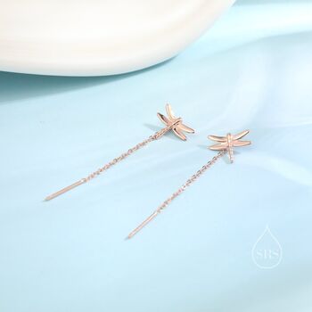 Sterling Silver Dragonfly Ear Threaders, 3 of 9