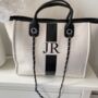 Personalised Stripe Canvas Tote Bag In Cream And Black, thumbnail 3 of 3