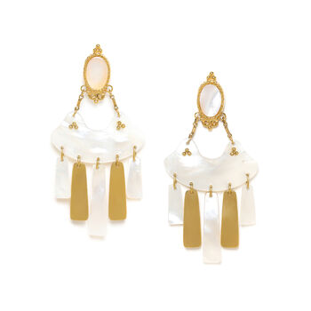 Mother Of Pearls Gold Plated Statement Drop Earrings, 3 of 3