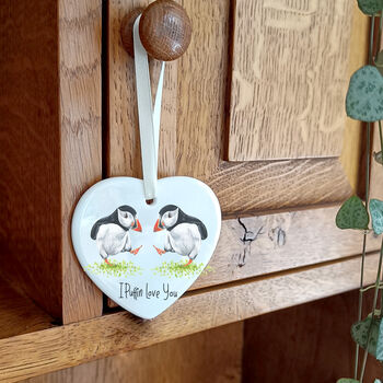 Puffin Ceramic Heart Decoration, 5 of 7