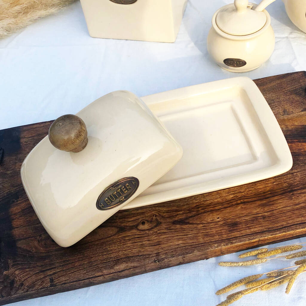 Cream Ceramic Butter Dish Butter Tray With Lid By The Happy Place