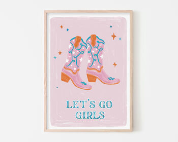 Let's Go Girls Cowboy Boots Art Print, 2 of 4