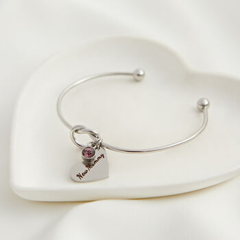 Personalised Heart Knot Gemstone Bangle, 5 of 8