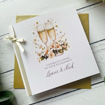 Handmade Engagement Card Champagne Design, 5 of 6